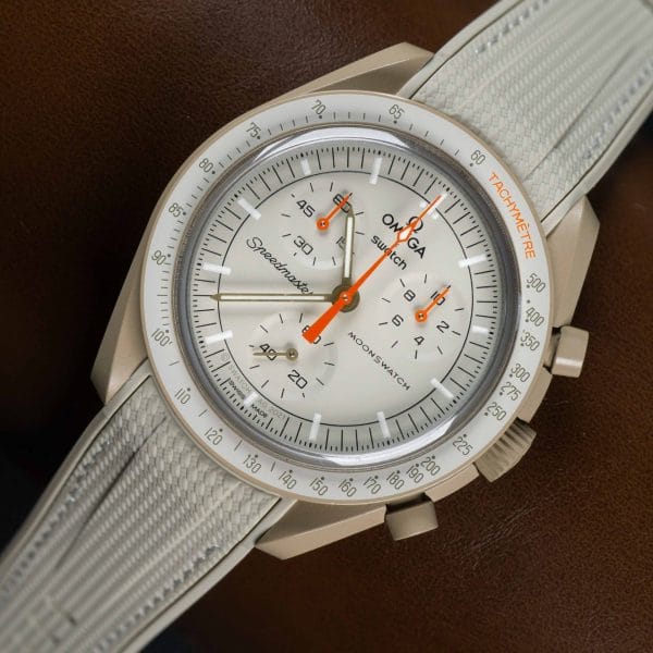 Rubber strap for Omega X Moonswatch - Monaco - Beige - Image 10
