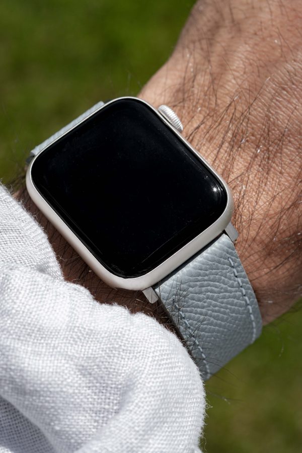 apple watch band - grey - leather strap - watch strap - epsom leather